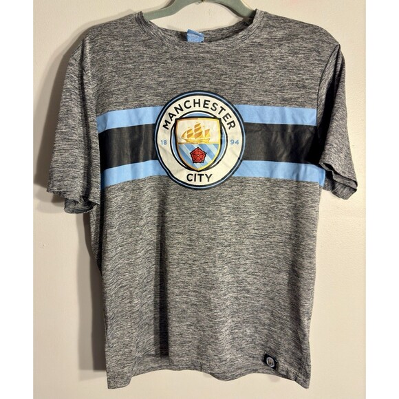 Manchester City Men’s XL Blue Gray Soccer Football Jersey Style T-Shirt - Picture 1 of 3